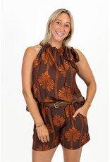 21Jewelz Short met riem & palmboomprint - bruin