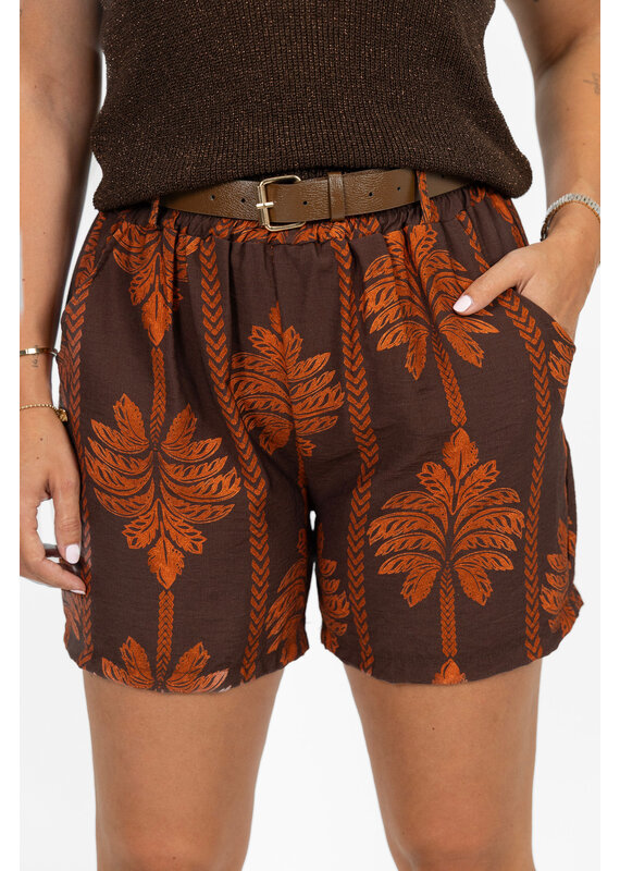 21Jewelz Short met riem & palmboomprint - bruin