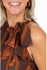 21Jewelz Mouwloze top met strik & palmboomprint - bruin