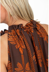 21Jewelz Mouwloze top met strik & palmboomprint - bruin
