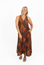 21Jewelz Lange mouwloze jurk met palmboomprint - bruin