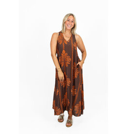21Jewelz Lange mouwloze jurk met palmboomprint - bruin