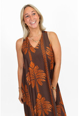 21Jewelz Lange mouwloze jurk met palmboomprint - bruin