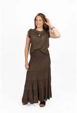 21Jewelz Lange rok met brede elastische band - bruin