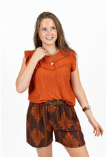 21Jewelz Top met embroidery detail & ruffle mouwtjes - roest