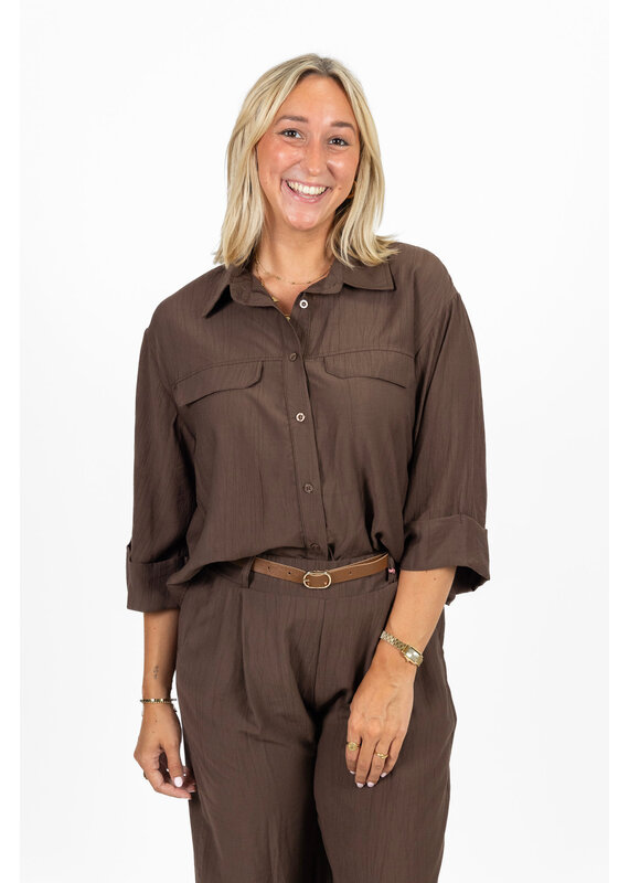21Jewelz Blouse met omgeslagen mouwtjes - bruin