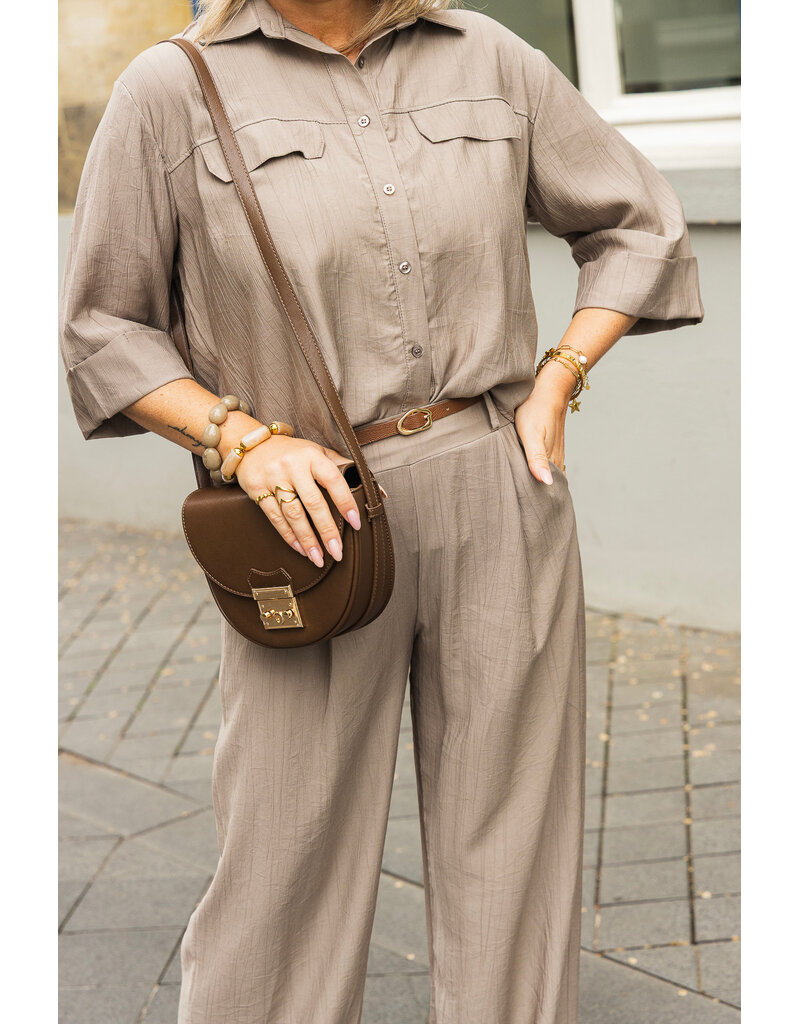 21Jewelz Blouse met omgeslagen mouwtjes - taupe