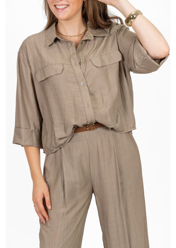 21Jewelz Blouse met omgeslagen mouwtjes - taupe