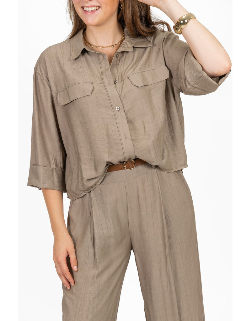 21Jewelz Blouse met omgeslagen mouwtjes - taupe