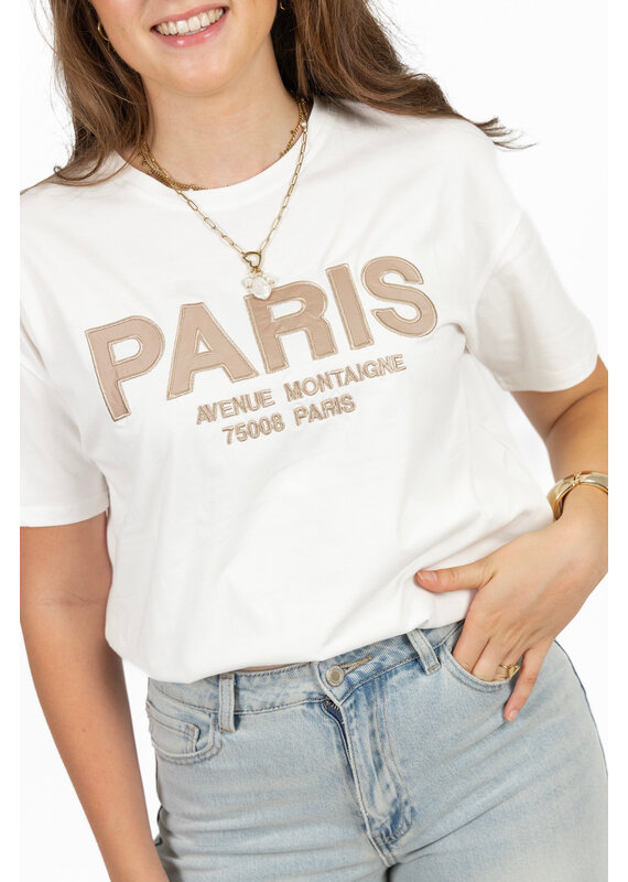 21Jewelz T-shirt Paris - wit /bruin