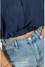21Jewelz Geplooide mouwloze zomer blouse - donkerblauw