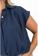 21Jewelz Geplooide mouwloze zomer blouse - donkerblauw