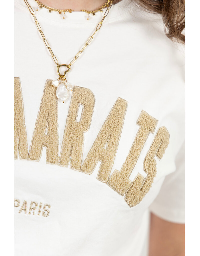 21Jewelz T-shirt Le Marais - wit/taupe