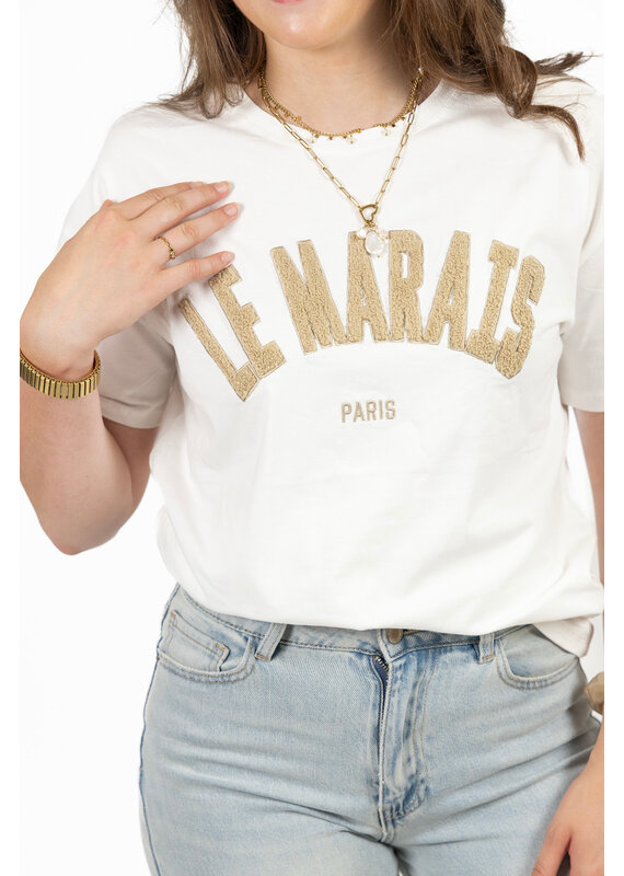 21Jewelz T-shirt Le Marais - wit/taupe