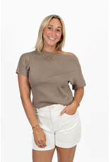 21Jewelz Effen truitje met boothals - taupe