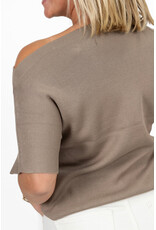 21Jewelz Effen truitje met boothals - taupe