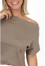 21Jewelz Effen truitje met boothals - taupe