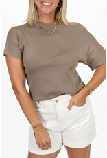 21Jewelz Effen truitje met boothals - taupe