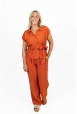 21Jewelz Luchtige zomer blouse met strikdetail - roest