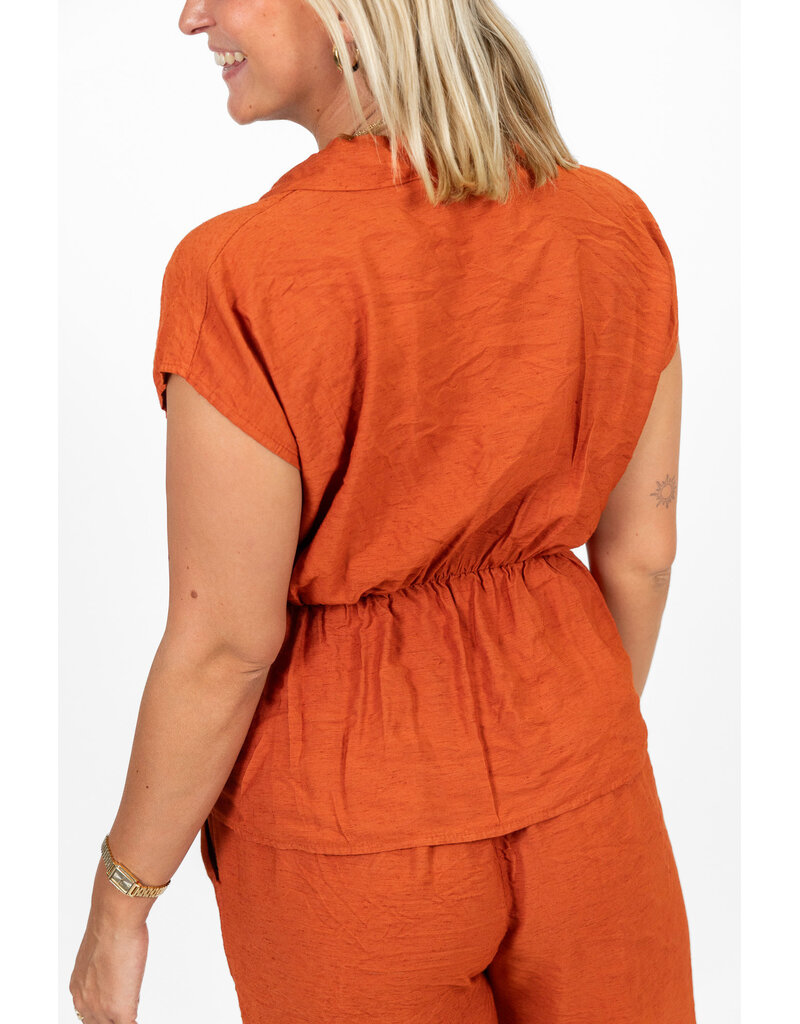 21Jewelz Luchtige zomer blouse met strikdetail - roest