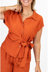 21Jewelz Luchtige zomer blouse met strikdetail - roest