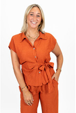 21Jewelz Luchtige zomer blouse met strikdetail - roest