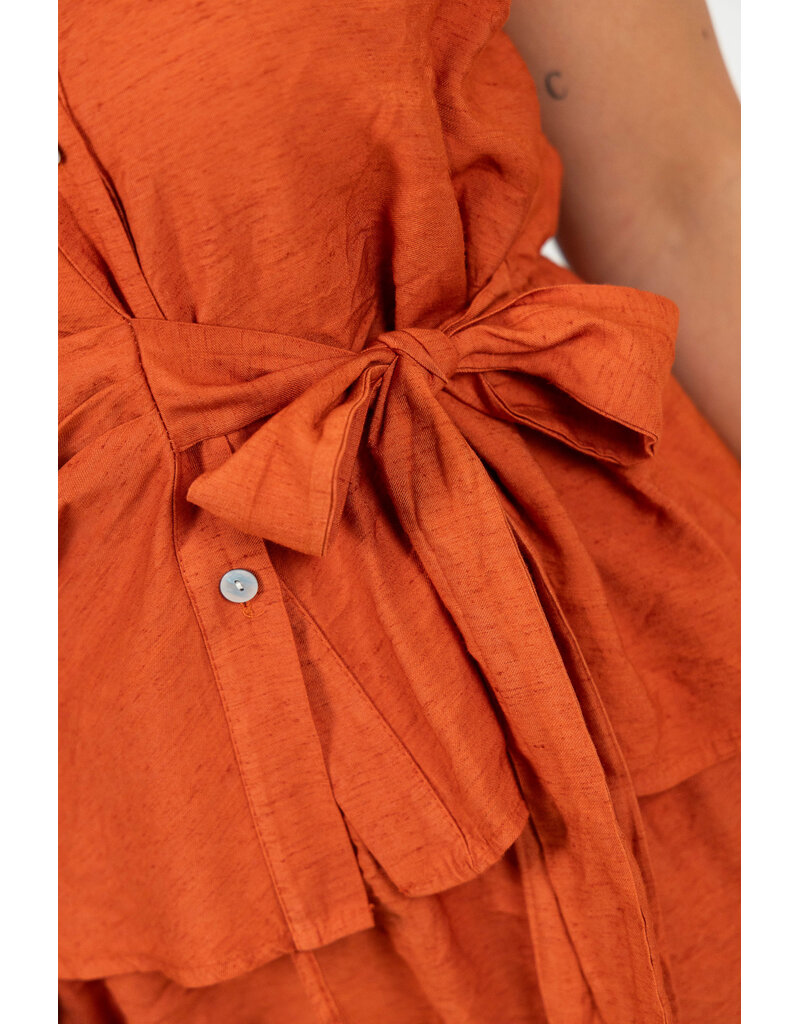 21Jewelz Luchtige zomer blouse met strikdetail - roest