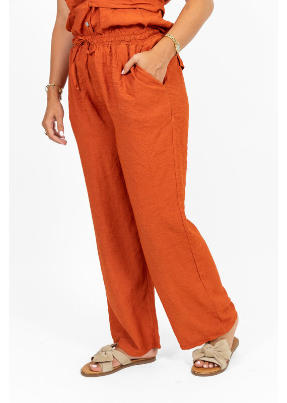 21Jewelz Luchtige zomer pantalon met koordje - roest