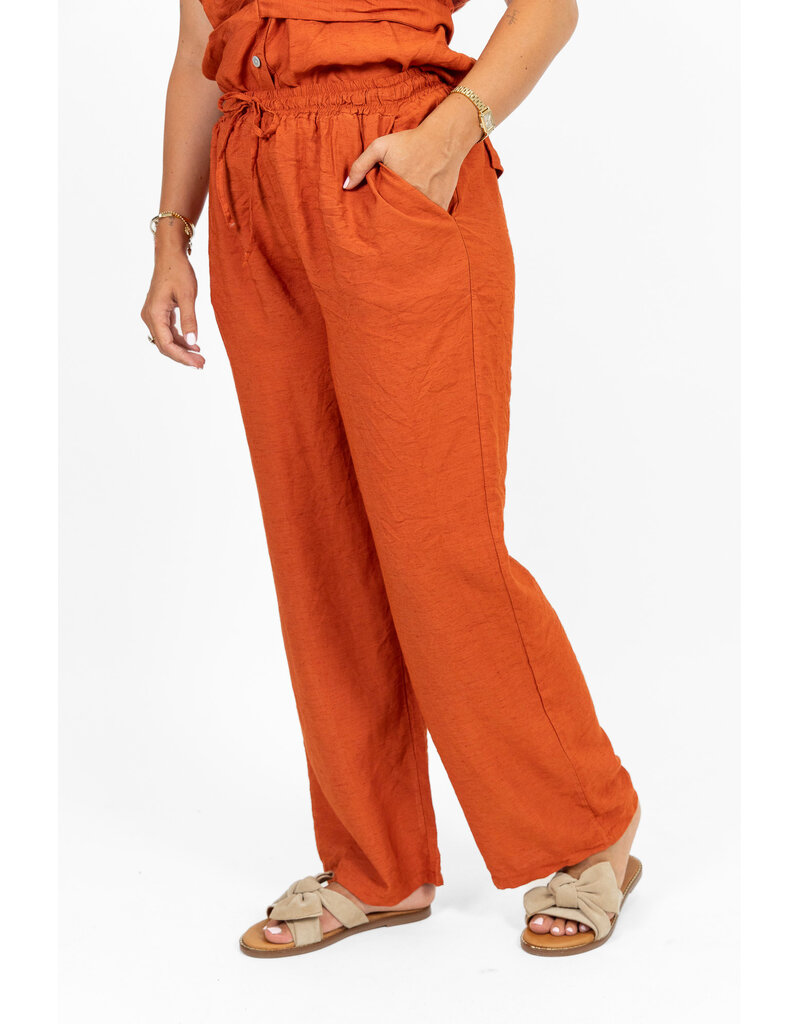 21Jewelz Luchtige zomer pantalon met koordje - roest