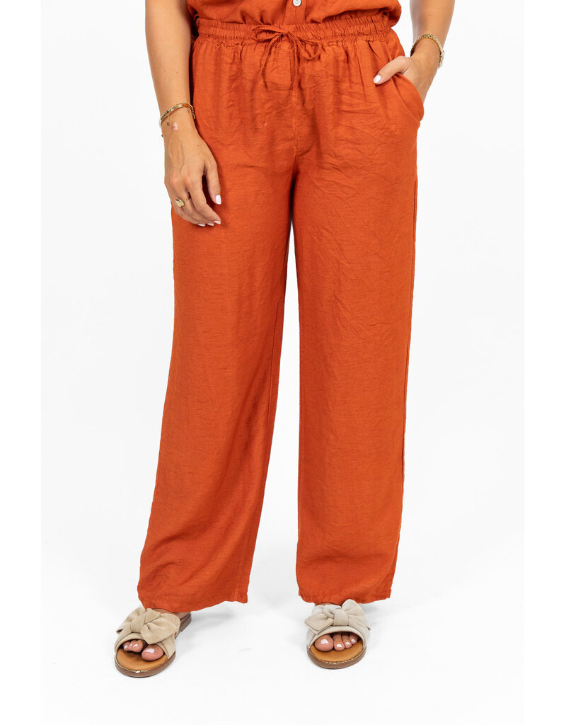 21Jewelz Luchtige zomer pantalon met koordje - roest