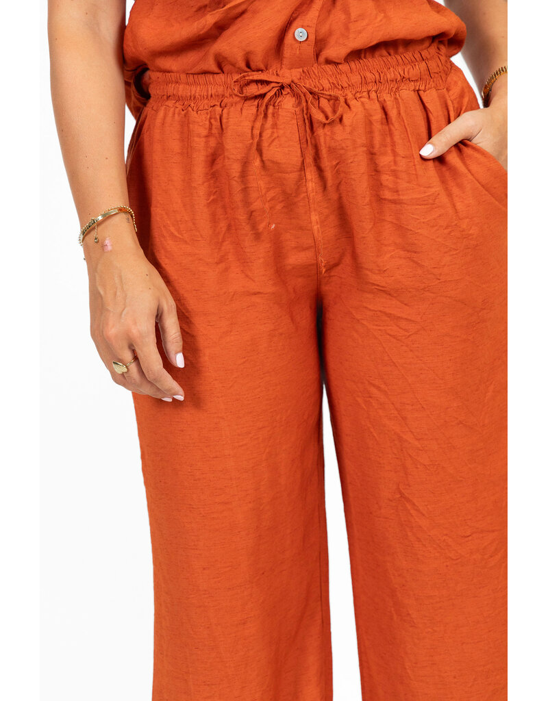 21Jewelz Luchtige zomer pantalon met koordje - roest