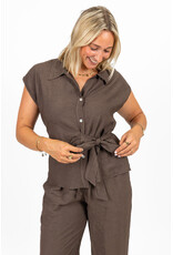 21Jewelz Luchtige zomer blouse met strikdetail - bruin