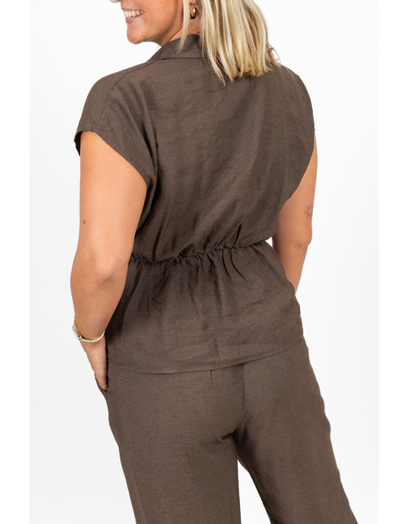 21Jewelz Luchtige zomer blouse met strikdetail - bruin