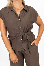 21Jewelz Luchtige zomer blouse met strikdetail - bruin