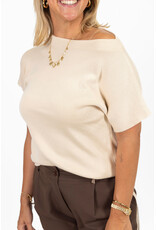 21Jewelz Effen truitje met boothals - beige