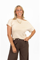 21Jewelz Effen truitje met boothals - beige