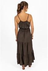 21Jewelz Mouwloze maxi jurk met koordje & ruches - bruin
