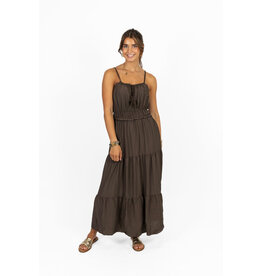 21Jewelz Mouwloze maxi jurk met koordje & ruches - bruin