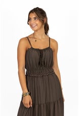 21Jewelz Mouwloze maxi jurk met koordje & ruches - bruin
