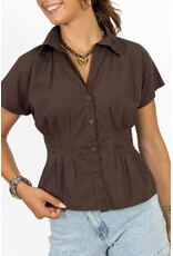 21Jewelz Effen getailleerde blouse - bruin