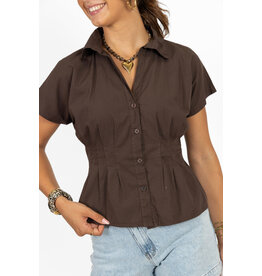 21Jewelz Effen getailleerde blouse - bruin