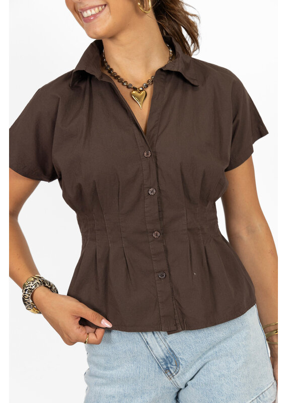 21Jewelz Effen getailleerde blouse - bruin