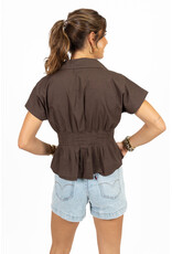 21Jewelz Effen getailleerde blouse - bruin
