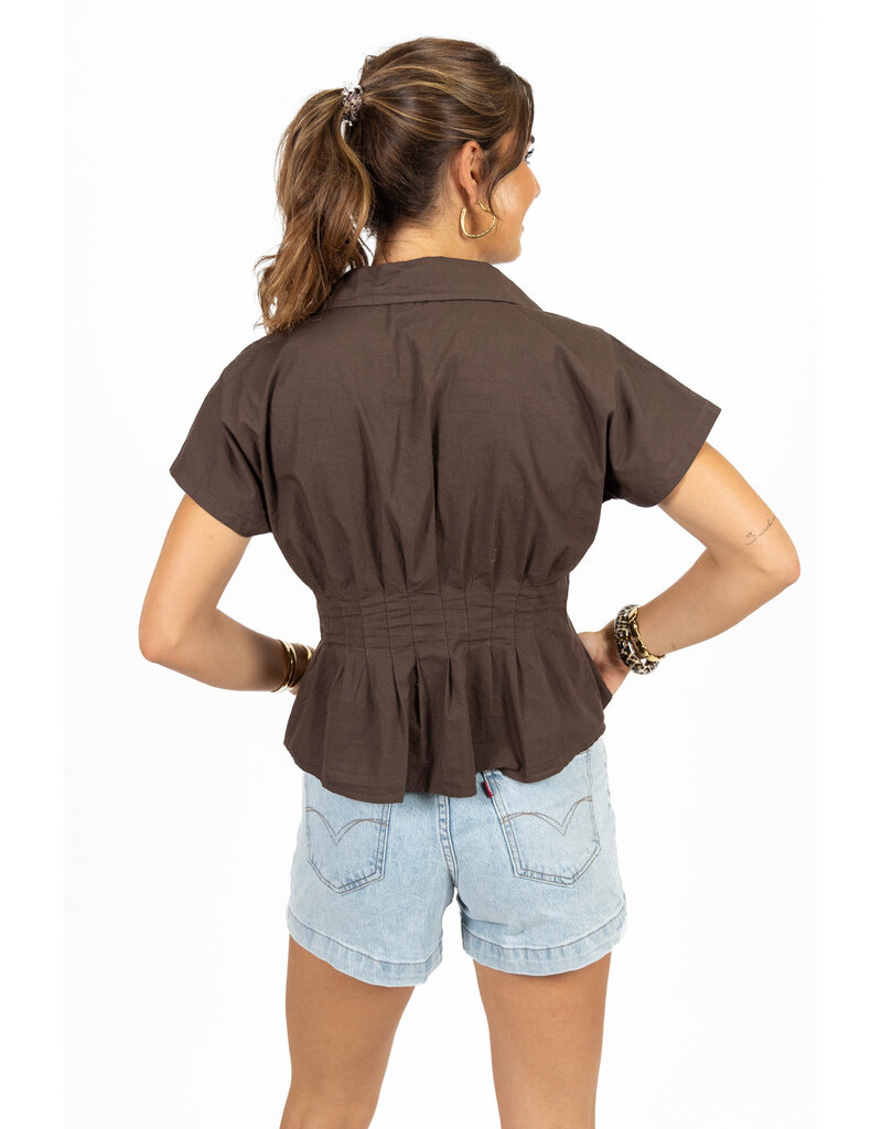 21Jewelz Effen getailleerde blouse - bruin