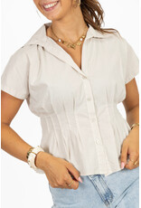 21Jewelz Effen getailleerde blouse - beige