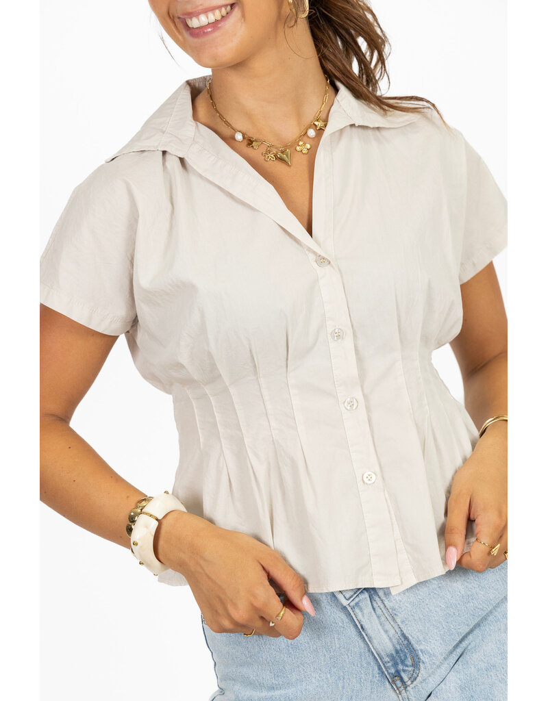 21Jewelz Effen getailleerde blouse - beige