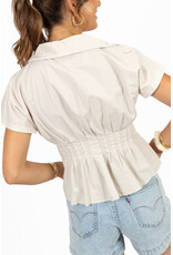 21Jewelz Effen getailleerde blouse - beige