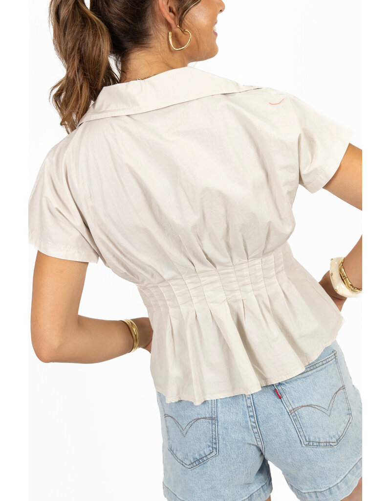 21Jewelz Effen getailleerde blouse - beige