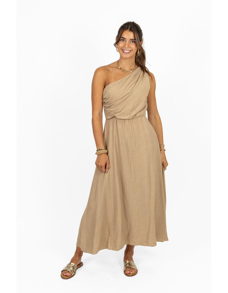 21Jewelz One shoulder jurk - beige