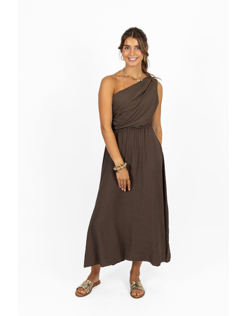 21Jewelz One shoulder jurk - bruin